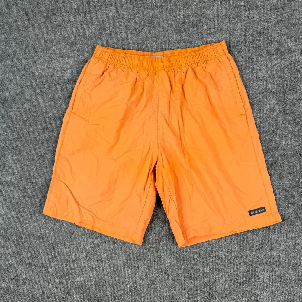 Columbia Shorts Mens Size S Orange Swim Trunks Mesh Lined Tropical Pocket Casual